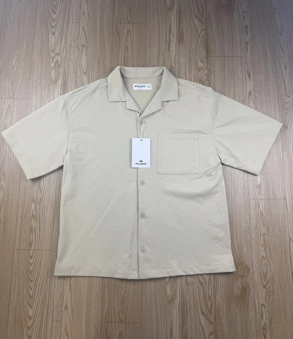 Chemise Pull&Bear beige camp collar manches courtes S neuve