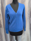 Cardigan William de Faye bleu roi cachemire soie neuf S