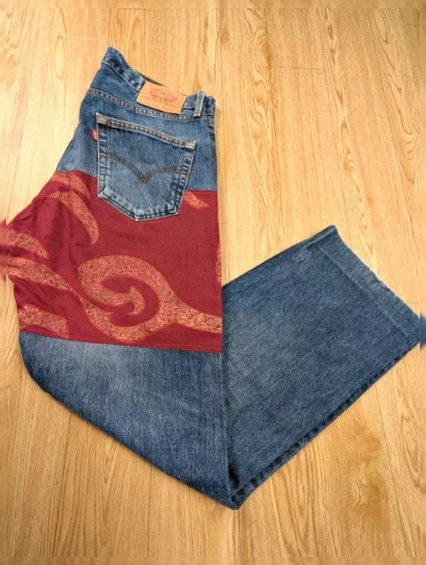 Jean Levi's 517 bootcut reworké patchwork vintage 90s W36