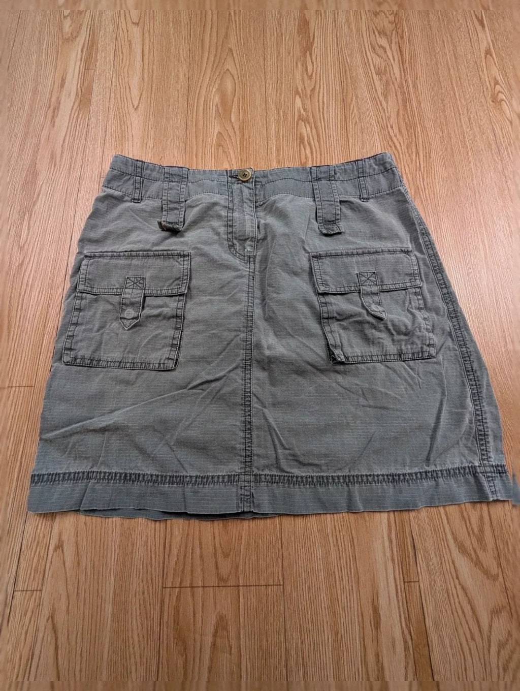 Jupe Esprit cargo kaki doublure brodée Y2K satin T38