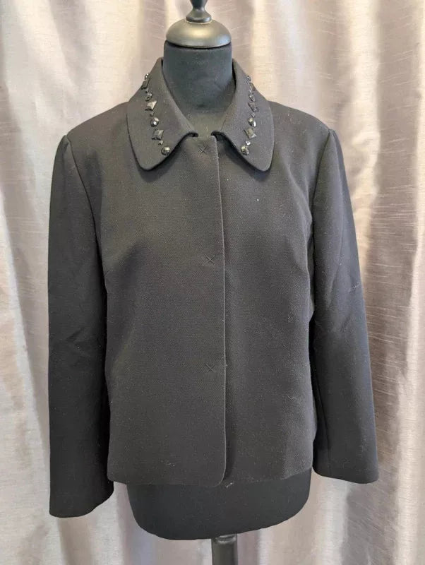 Veste 1.2.3 Paris noire col strass cabochons années 2000 44