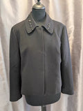 Veste 1.2.3 Paris noire col strass cabochons années 2000 44