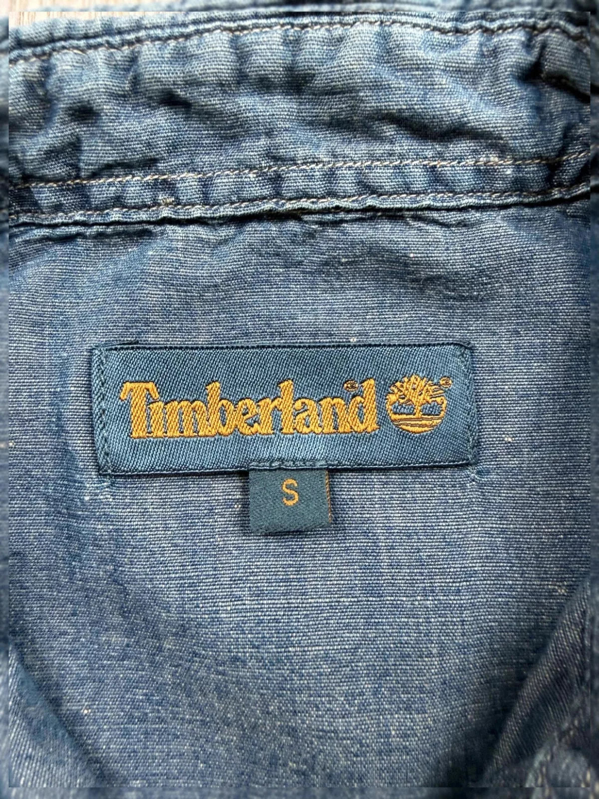 Chemisette Timberland coton bleu gris poches workwear S