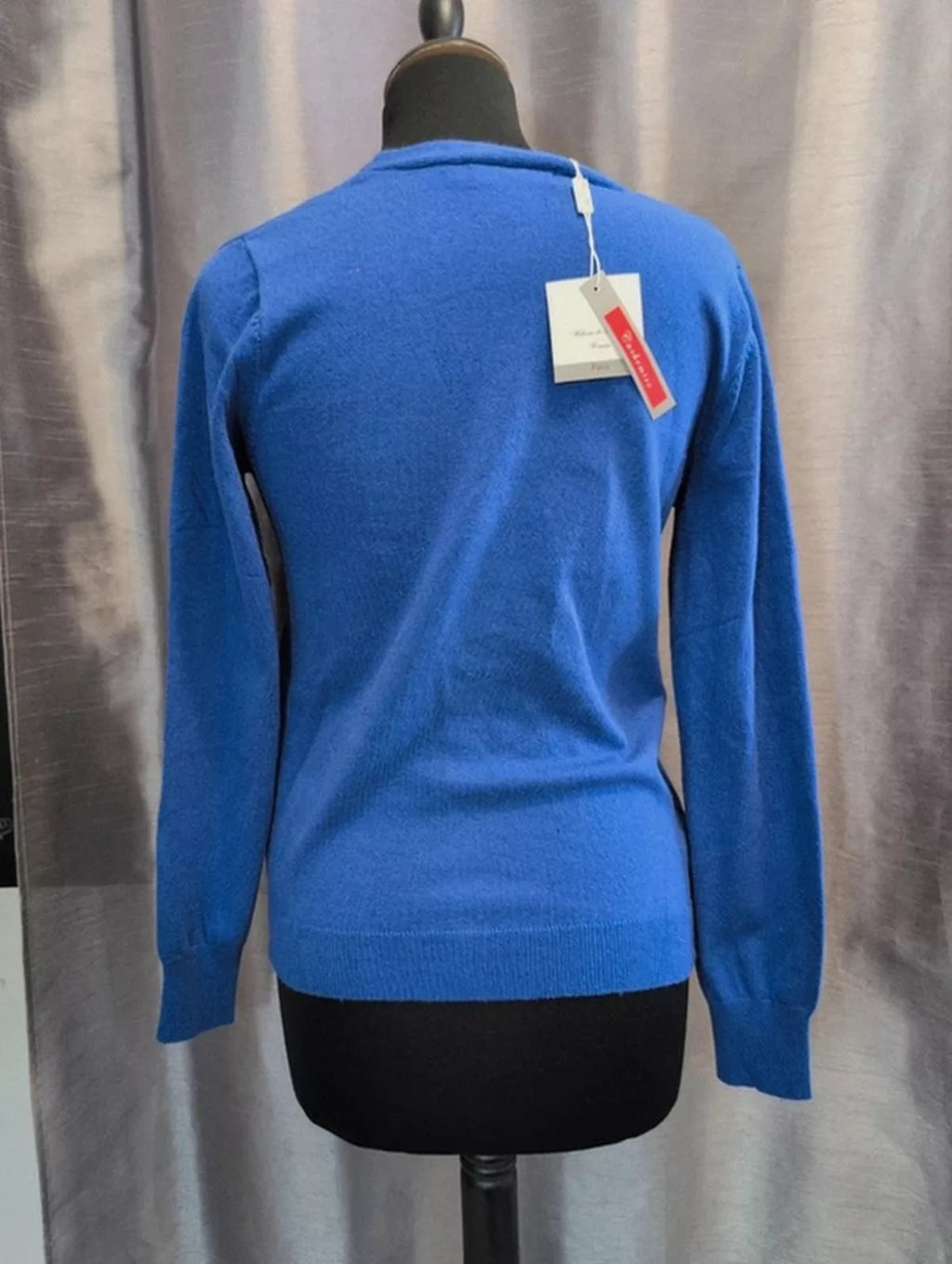 Cardigan William de Faye bleu roi cachemire soie neuf S