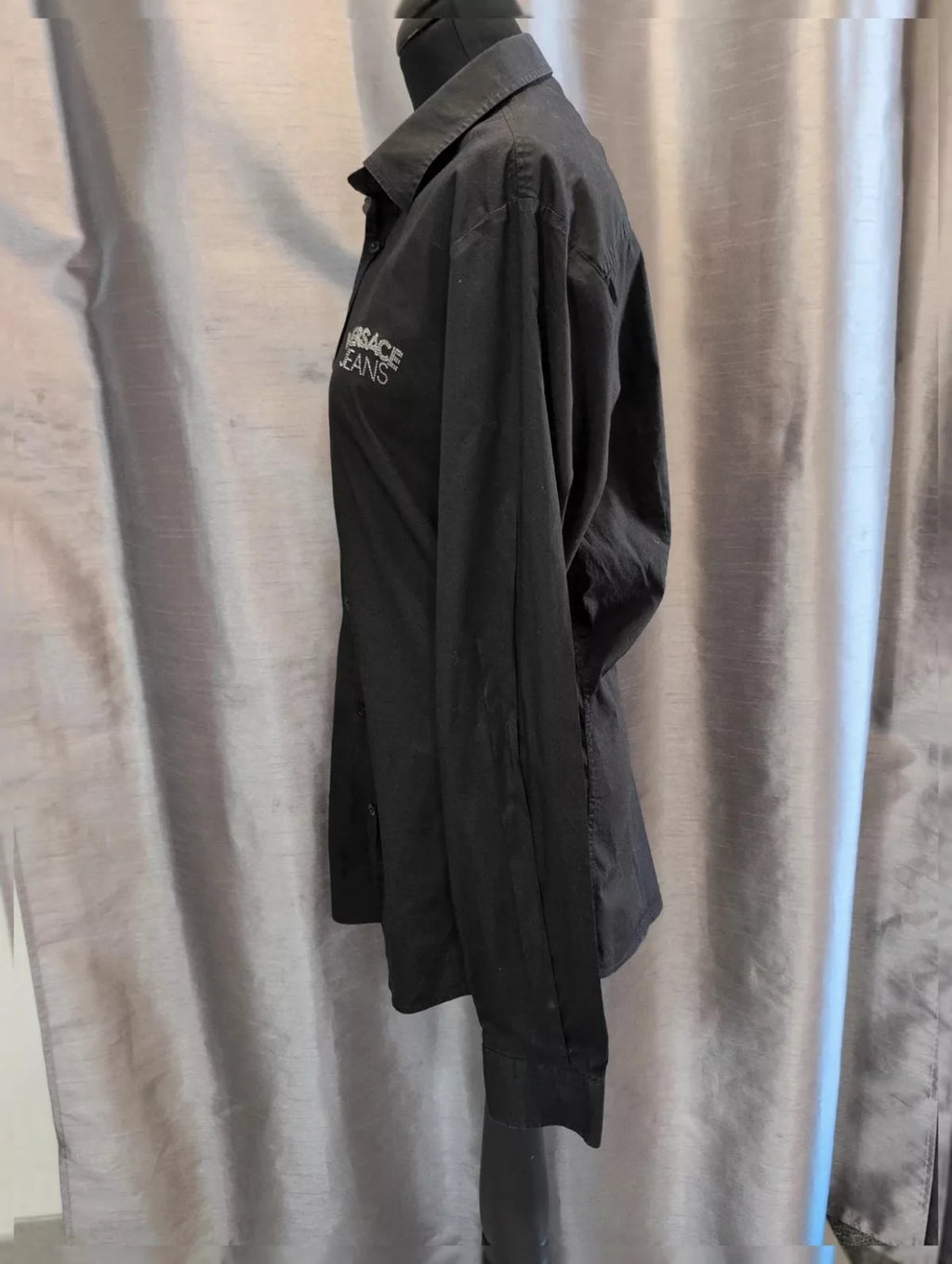 Chemise Versace Jeans noire logo strass Y2K années 2000 M