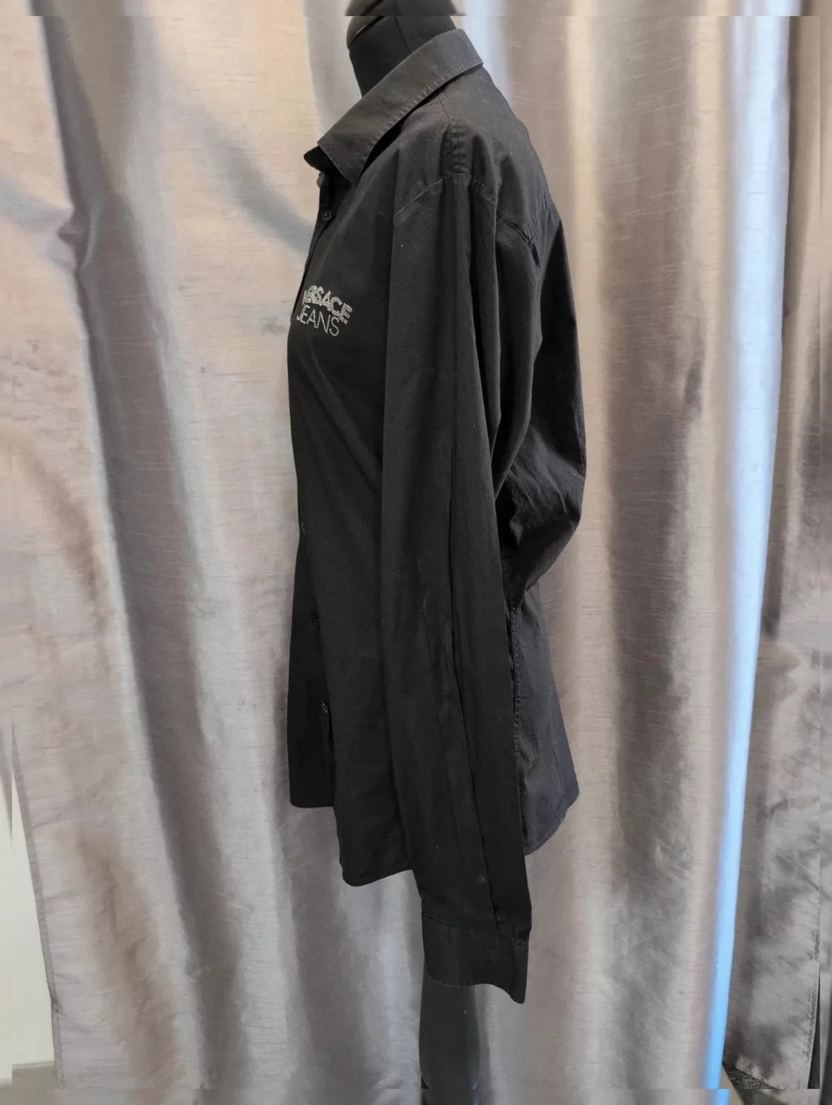 Chemise Versace Jeans noire logo strass Y2K années 2000 M