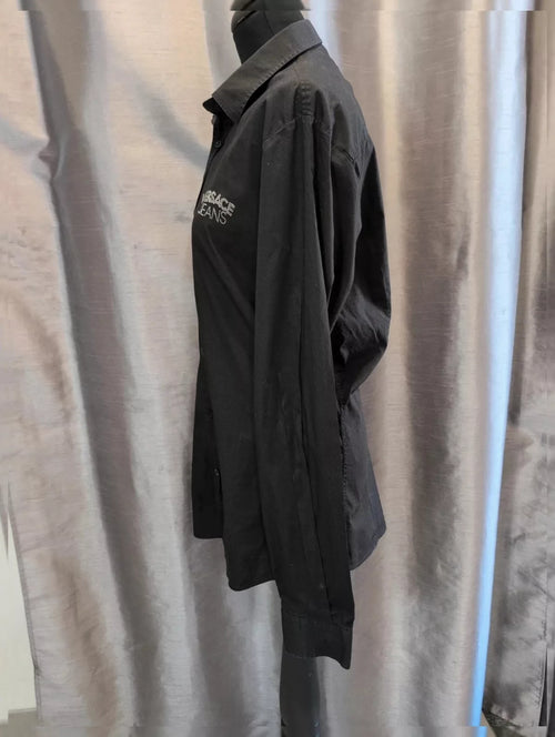 Chemise Versace Jeans noire logo strass Y2K années 2000 M