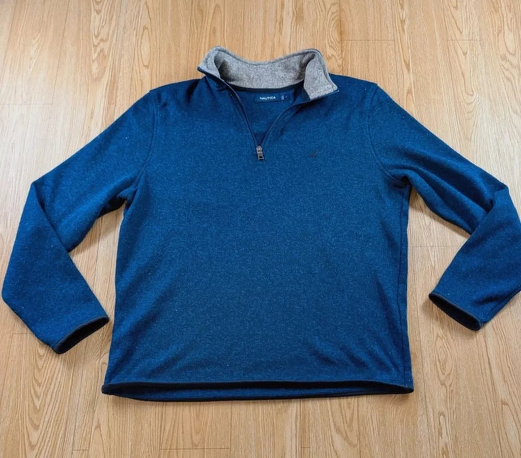 Polaire Nautica col zippé bleu marine preppy L