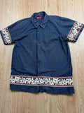 Chemisette Whispering Smith bleu marine L border print 90s
