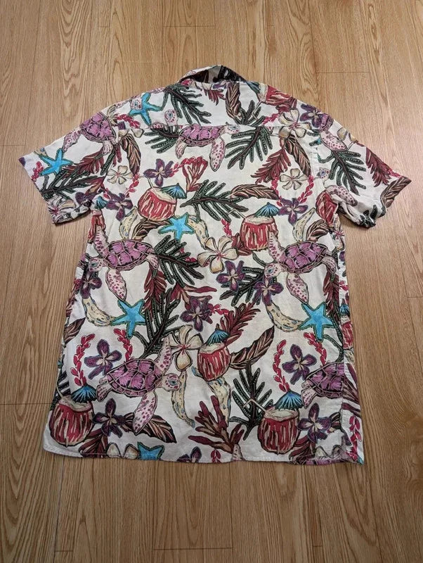 Chemise Zara imprimé tropical multicolore manches courtes M