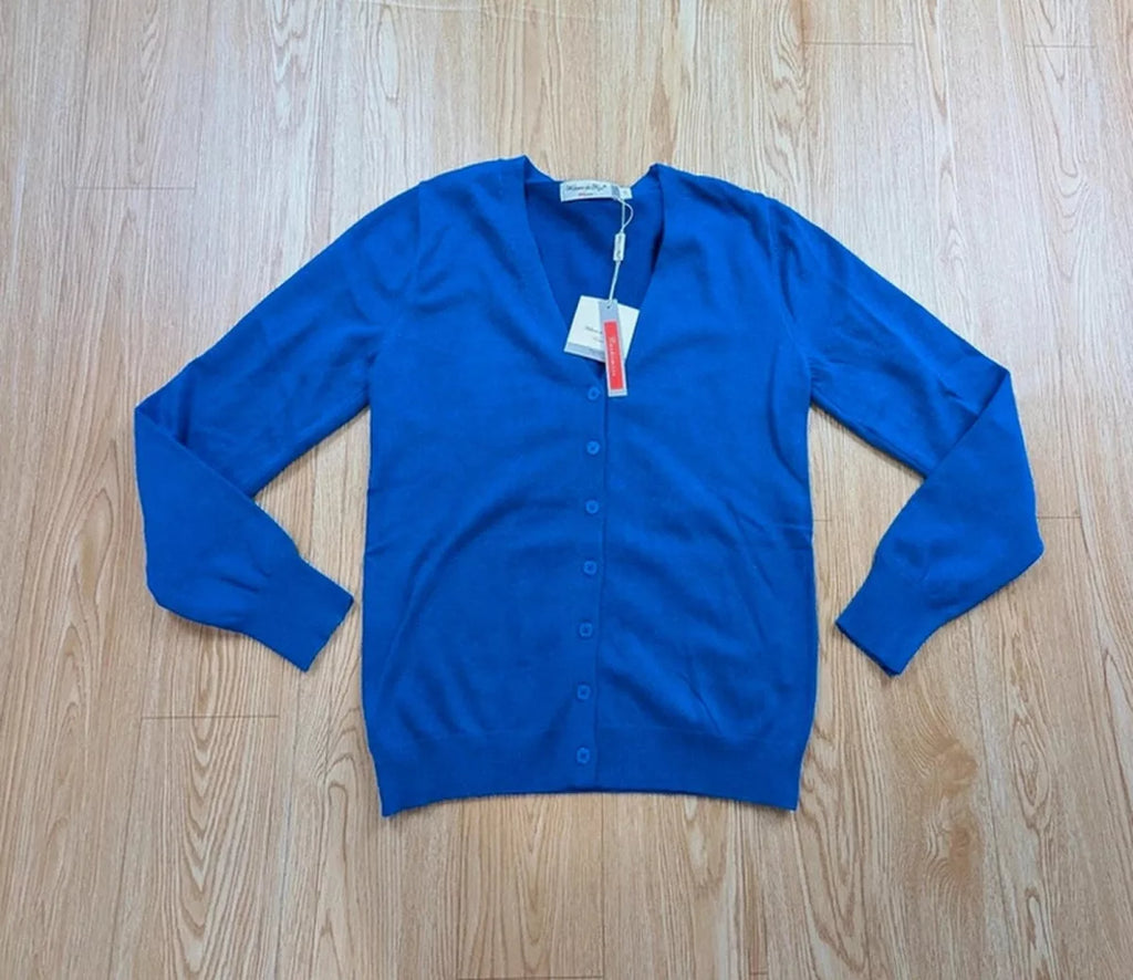 Cardigan William de Faye bleu roi cachemire soie neuf S