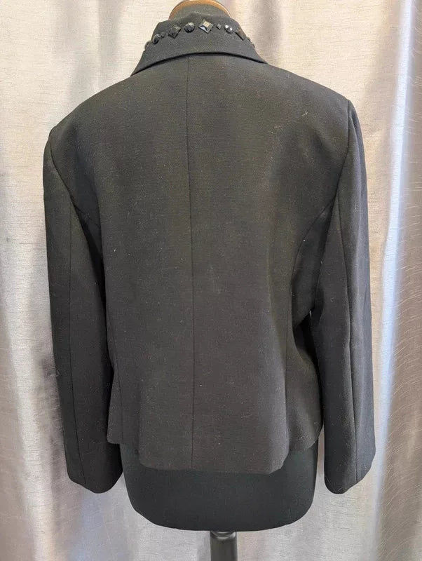 Veste 1.2.3 Paris noire col strass cabochons années 2000 44