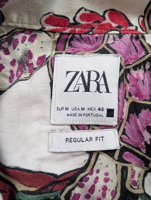 Chemise Zara imprimé tropical multicolore manches courtes M