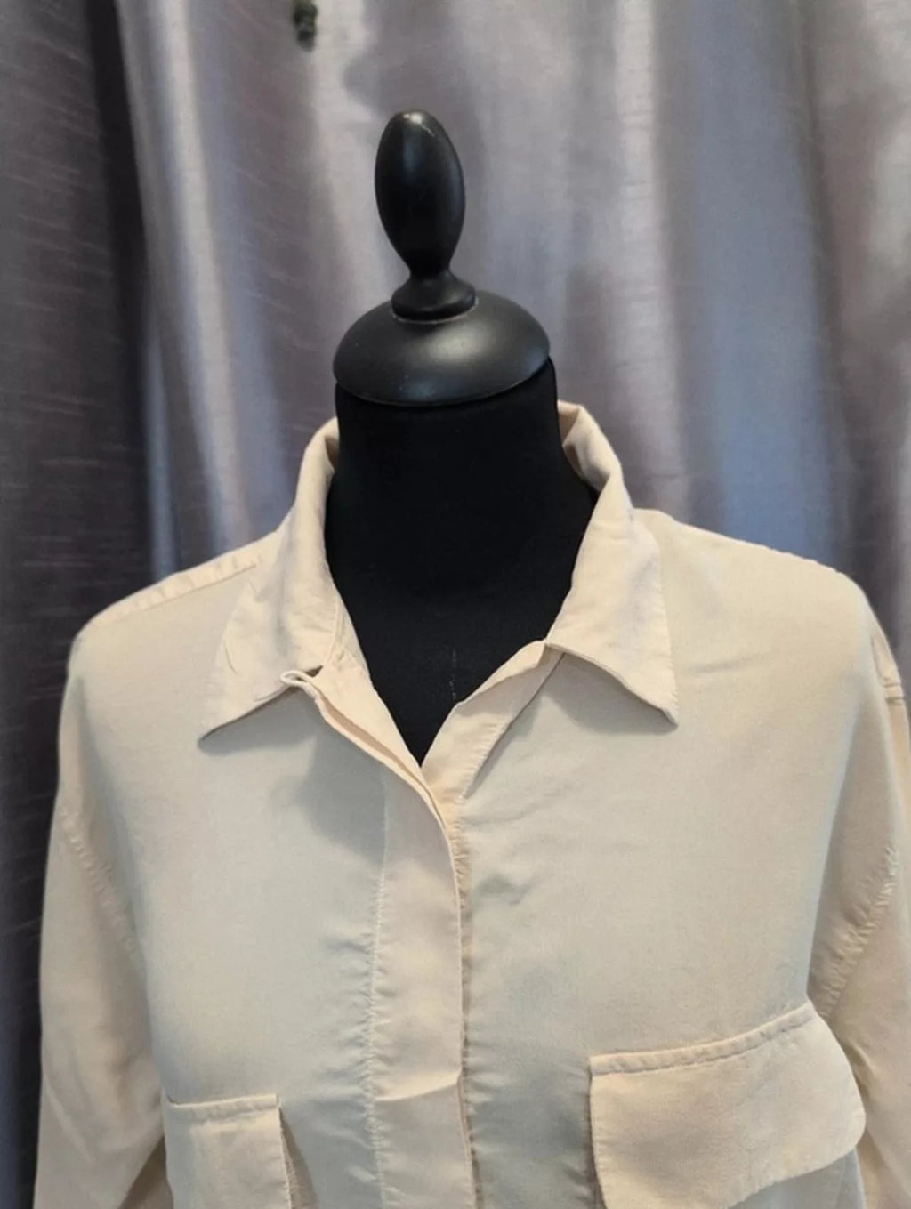 Chemise La Soie vintage 70s crème double poche M