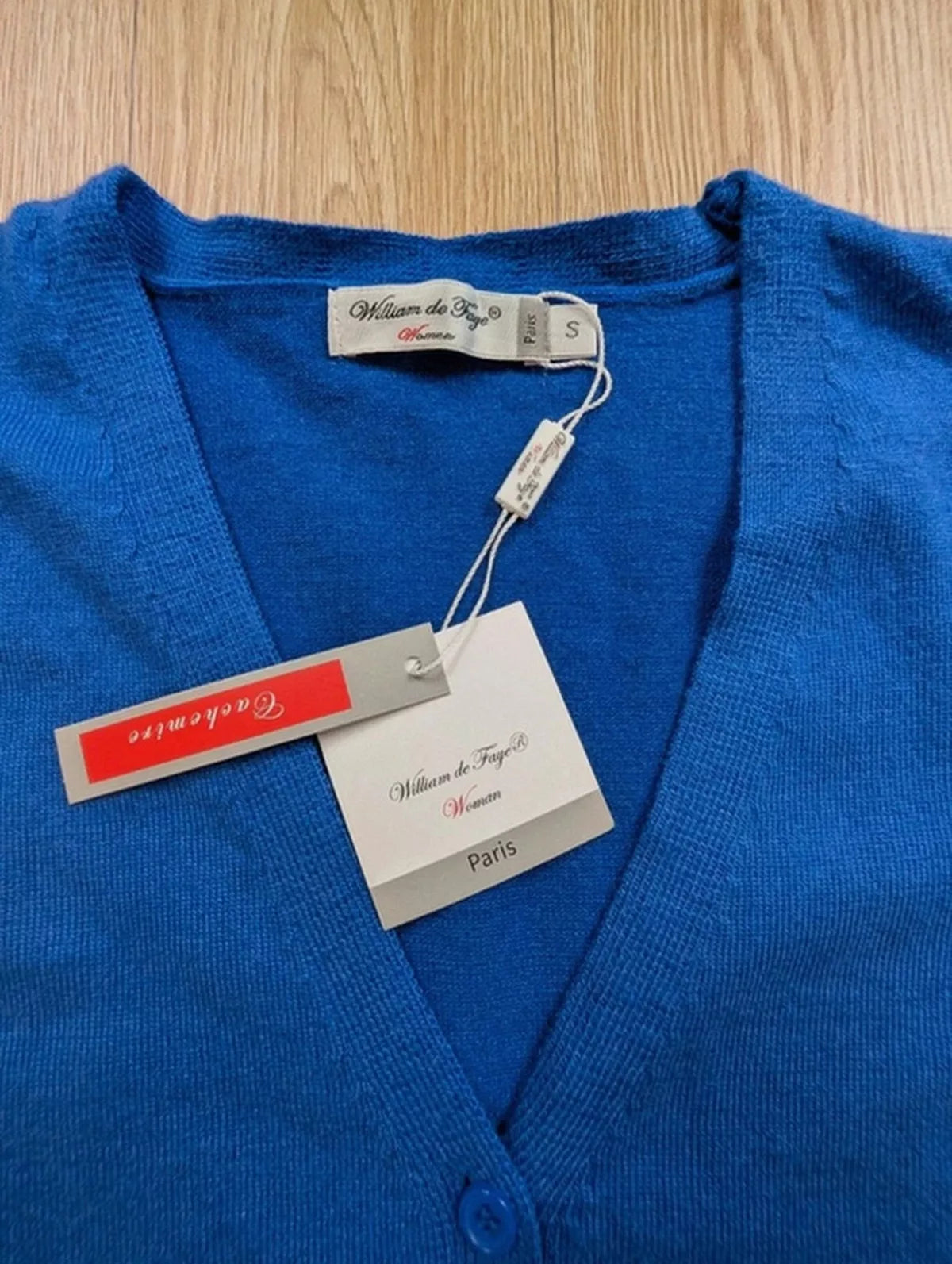 Cardigan William de Faye bleu roi cachemire soie neuf S