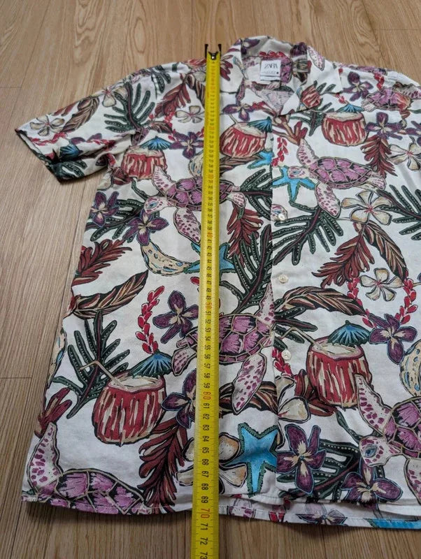 Chemise Zara imprimé tropical multicolore manches courtes M