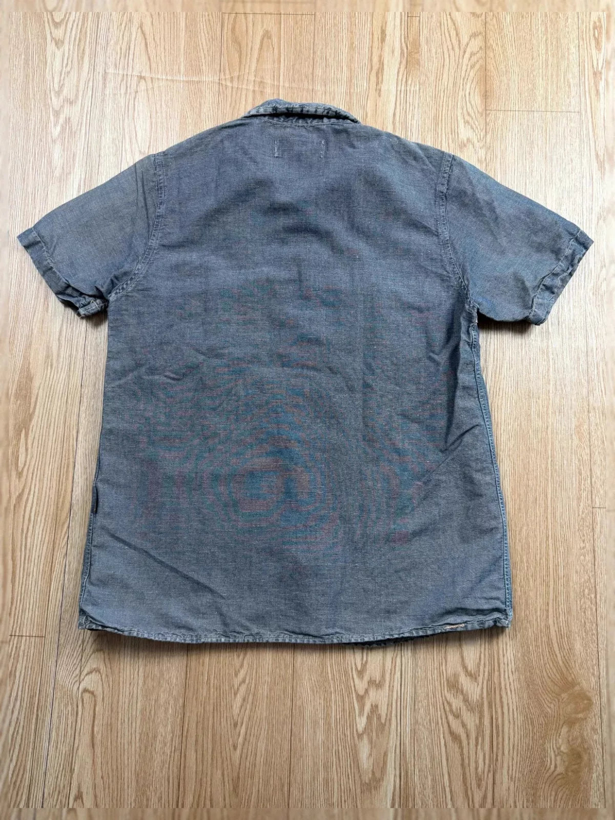 Chemisette Timberland coton bleu gris poches workwear S