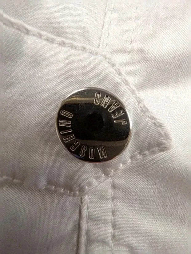 Robe Moschino Jeans blanche zips vintage Y2K fin 90s T36