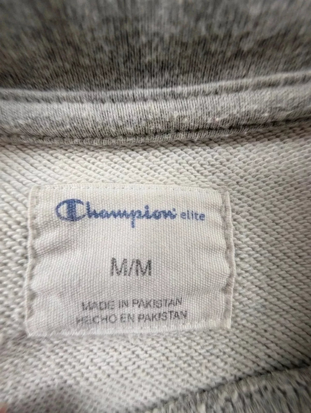 Sweat Champion Elite gris brodé bleu vintage M
