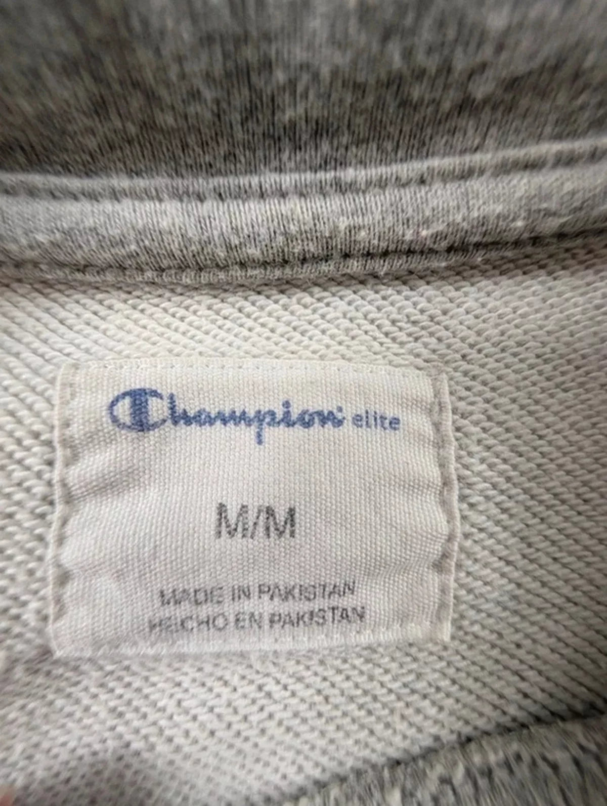 Sweat Champion Elite gris brodé bleu vintage M