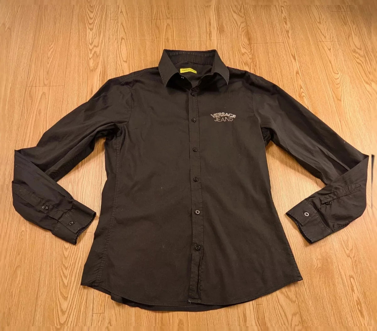 Chemise Versace Jeans noire logo strass Y2K années 2000 M