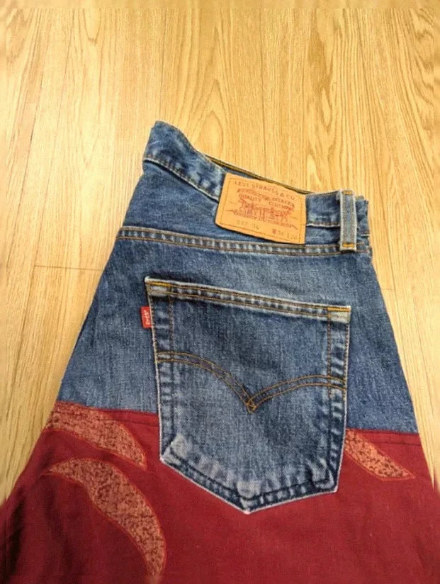Jean Levi's 517 bootcut reworké patchwork vintage 90s W36