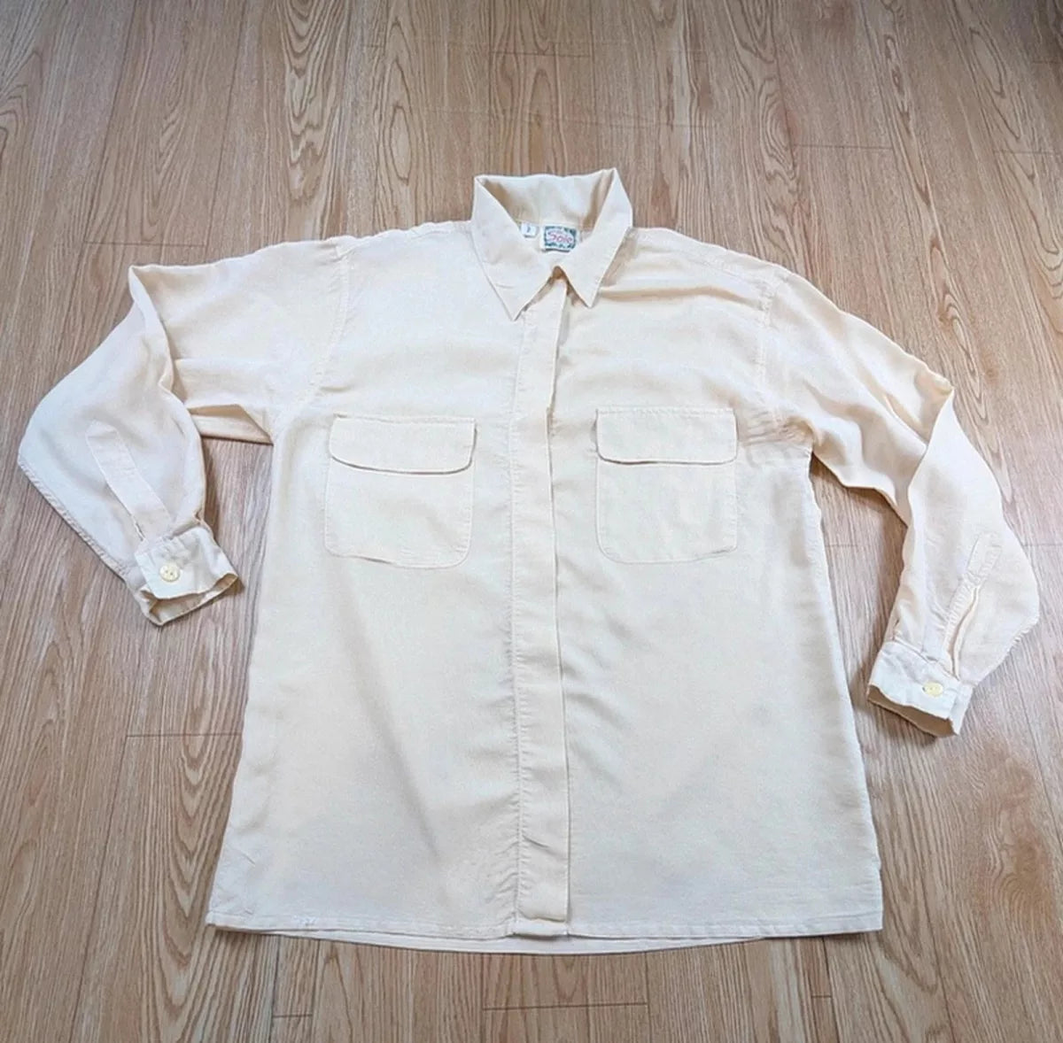 Chemise La Soie vintage 70s crème double poche M