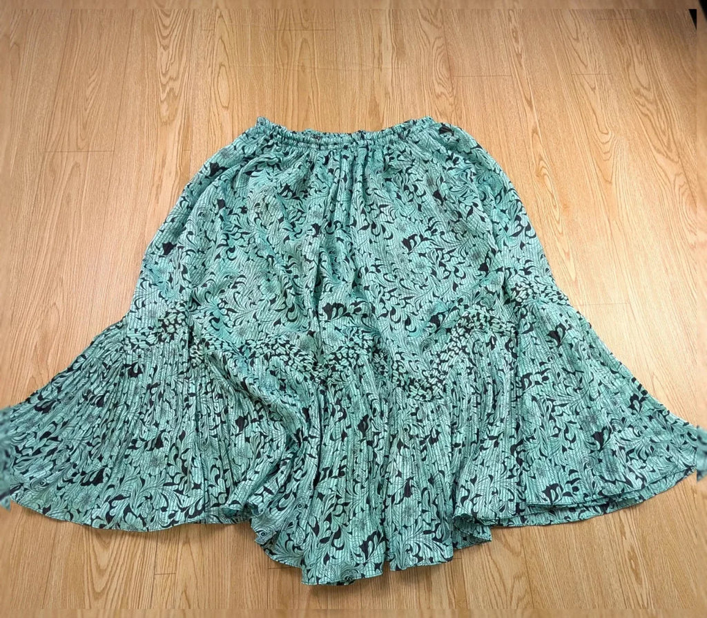 Jupe longue turquoise motif arabesque années 90 taille M