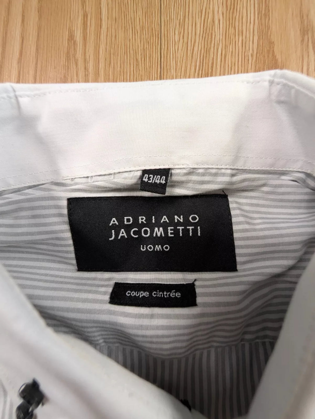 Chemise Adriano Jacometti rayée grise col blanc cintré 43/44