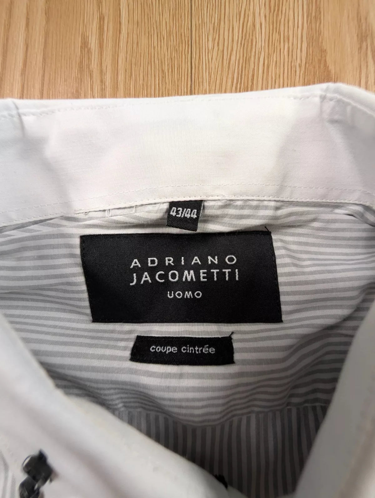 Chemise Adriano Jacometti rayée grise col blanc cintré 43/44