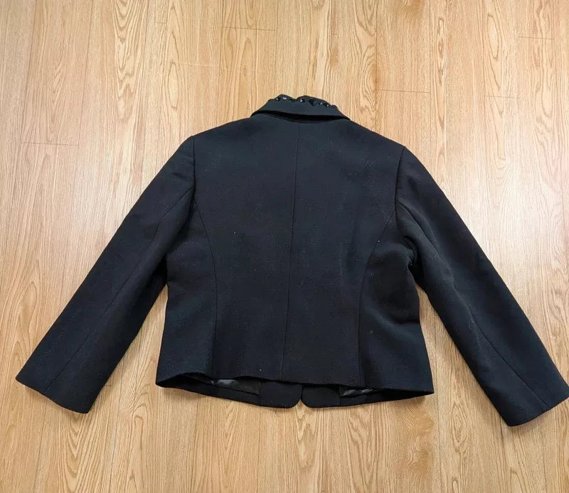 Veste 1.2.3 Paris noire col strass cabochons années 2000 44