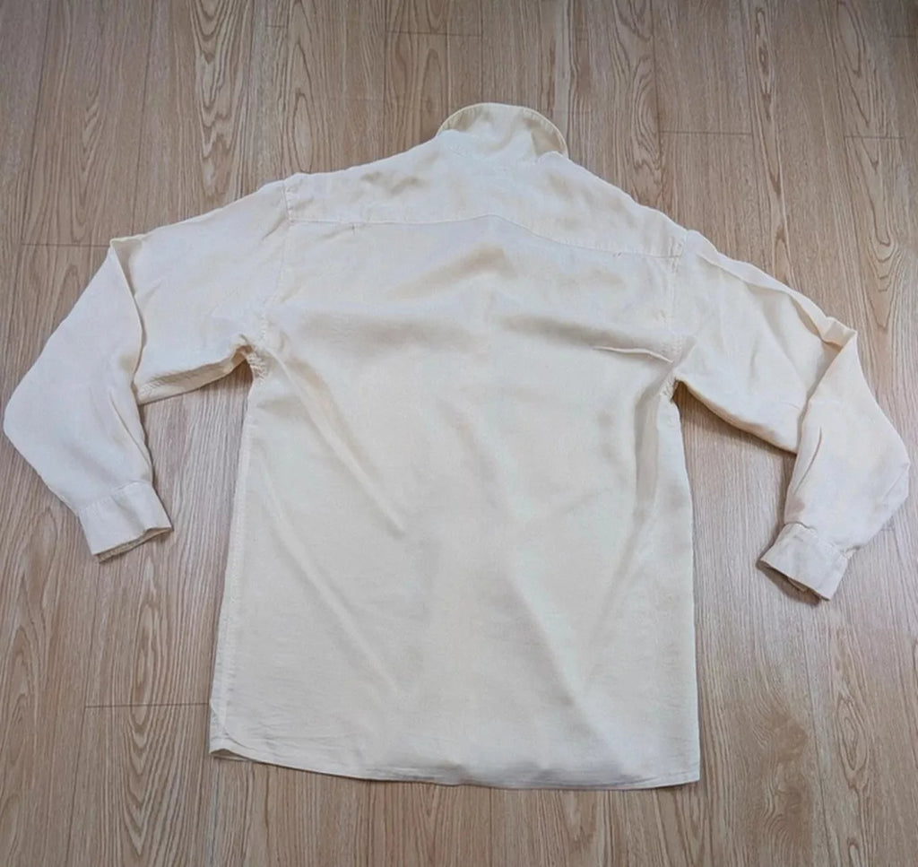 Chemise La Soie vintage 70s crème double poche M