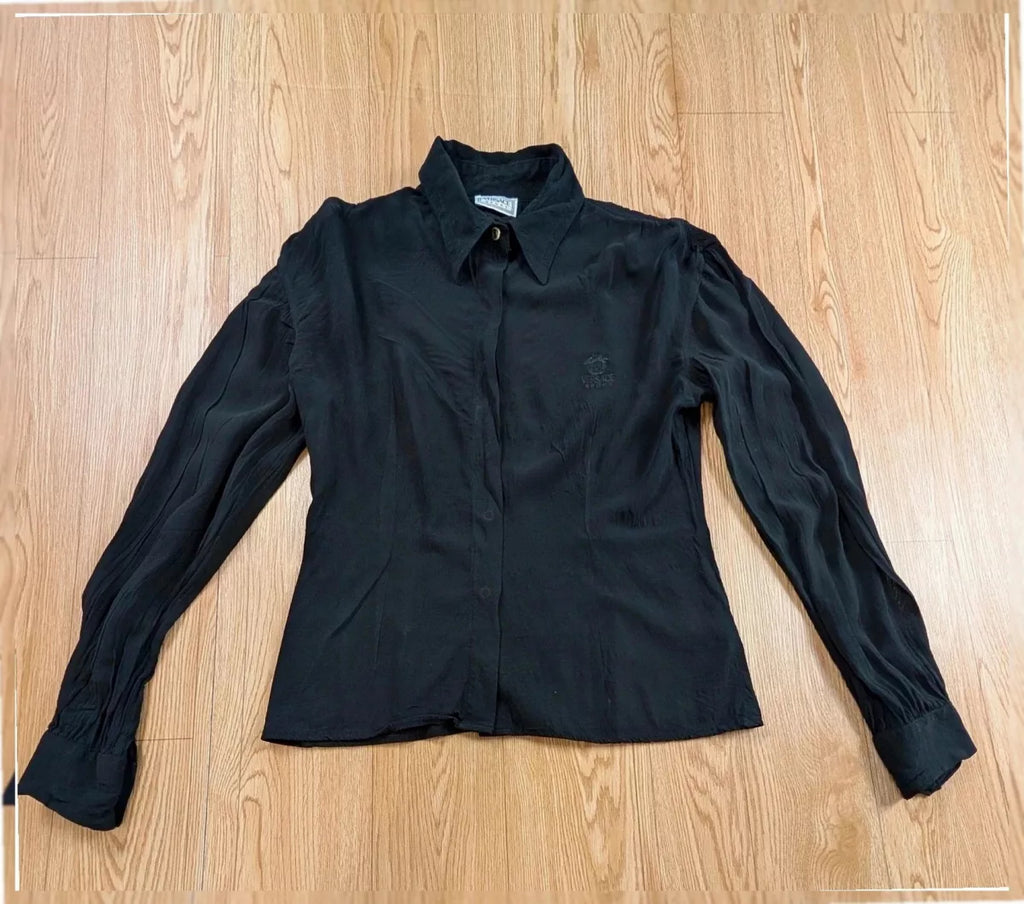 Chemise Versace Sport vintage 00s noire brodée M/42