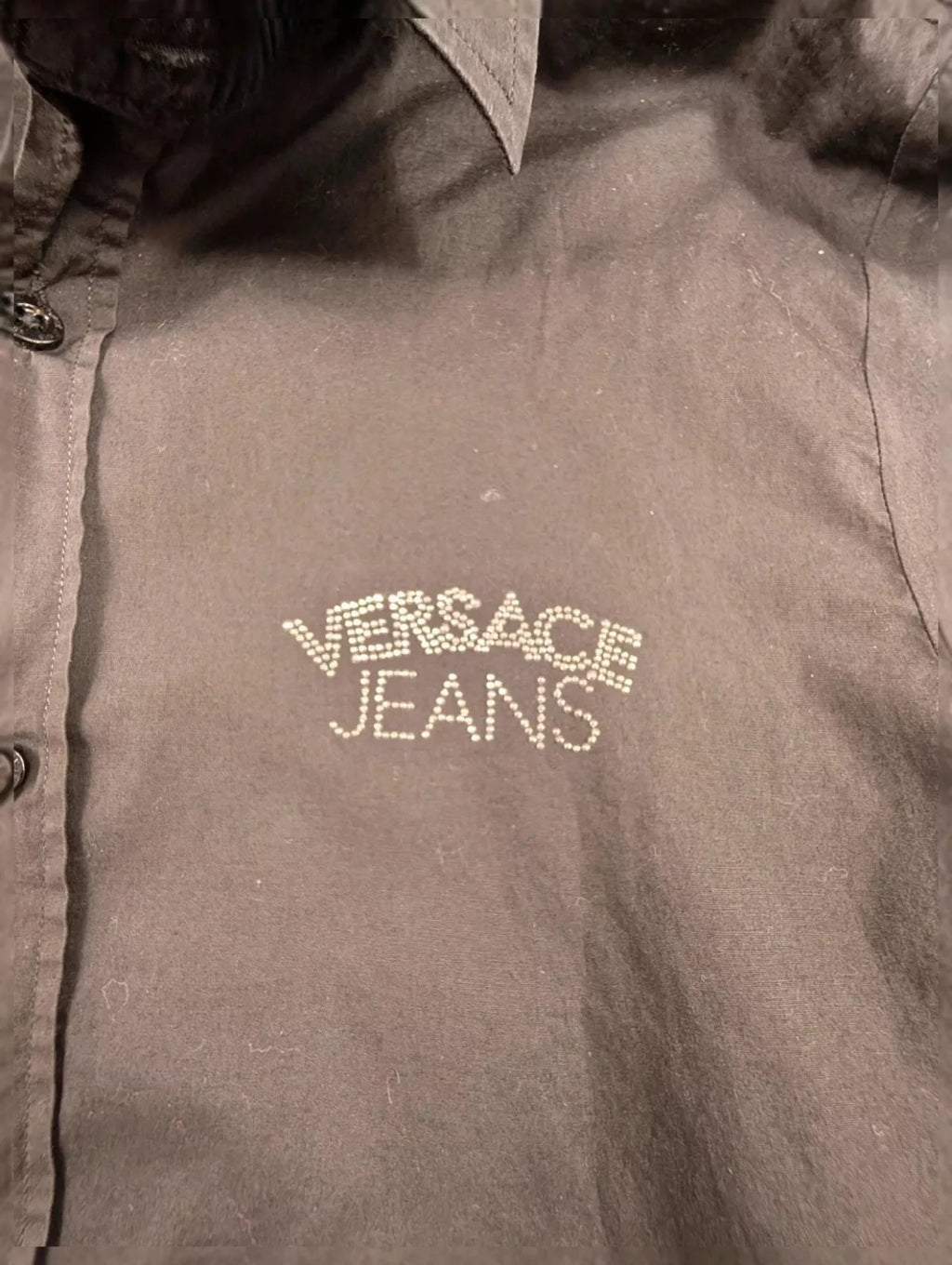 Chemise Versace Jeans noire logo strass Y2K années 2000 M