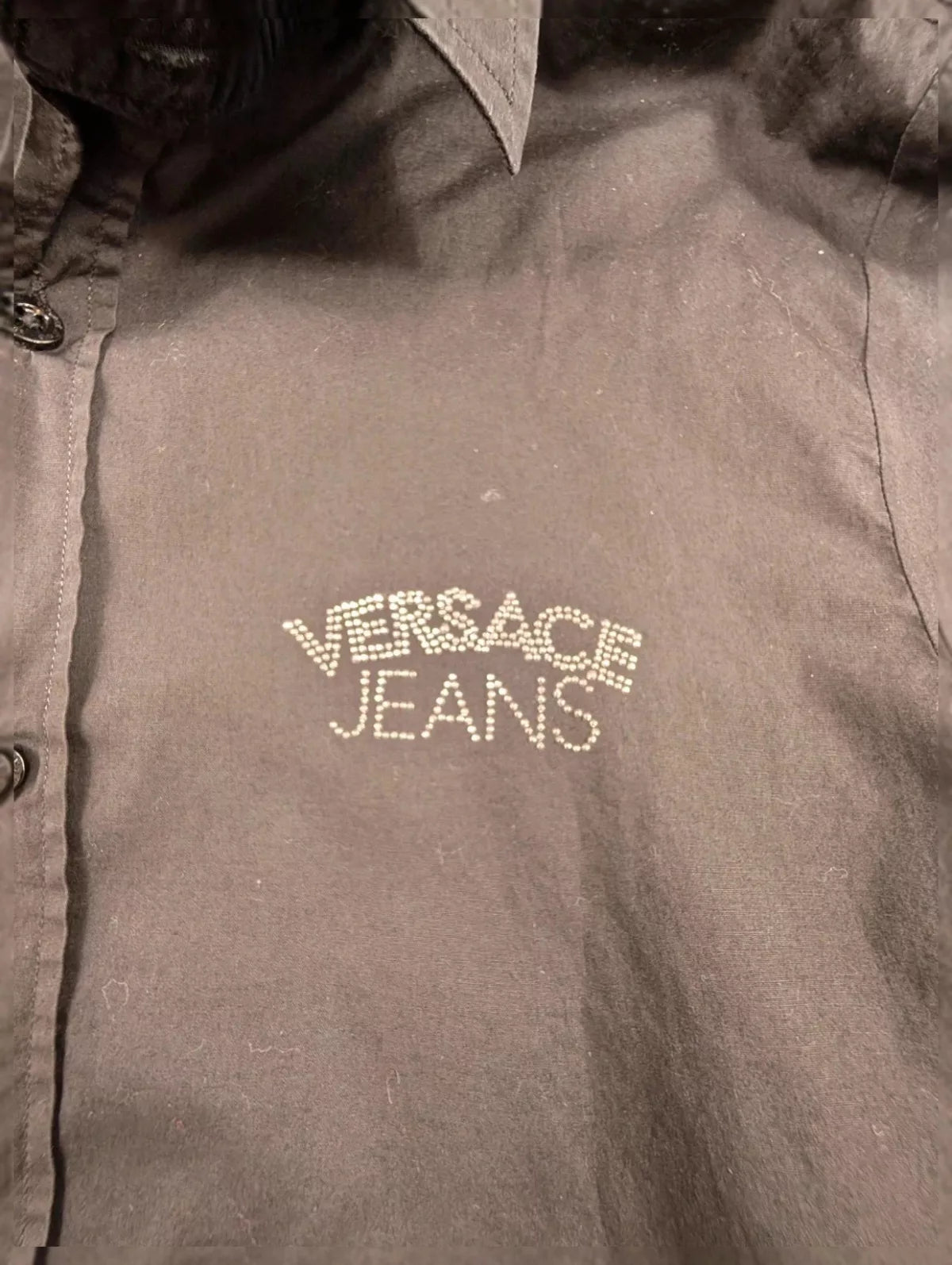Chemise Versace Jeans noire logo strass Y2K années 2000 M