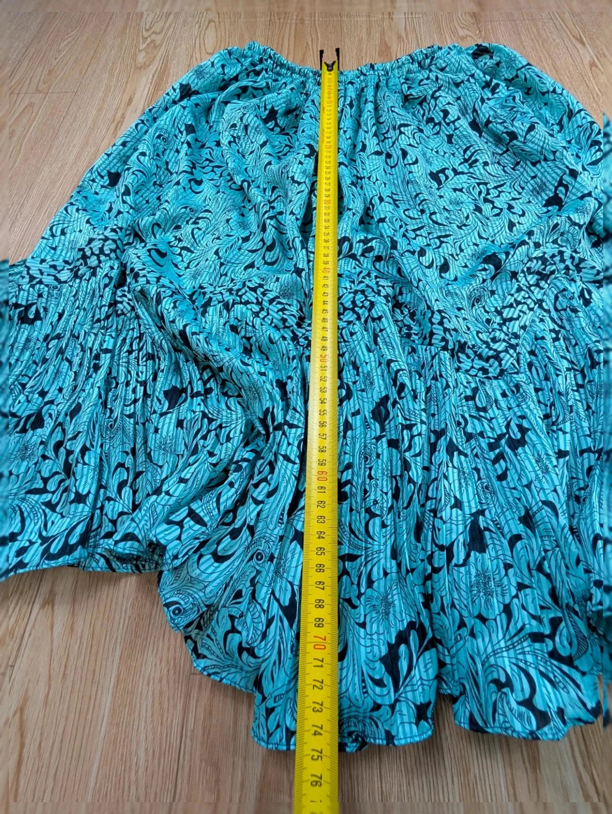 Jupe longue turquoise motif arabesque années 90 taille M