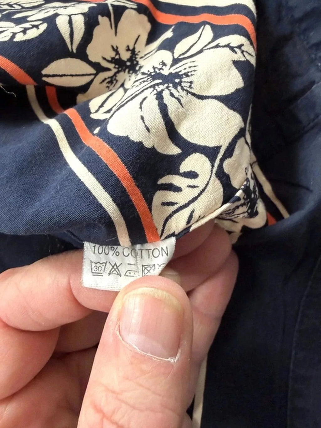 Chemisette Whispering Smith bleu marine L border print 90s