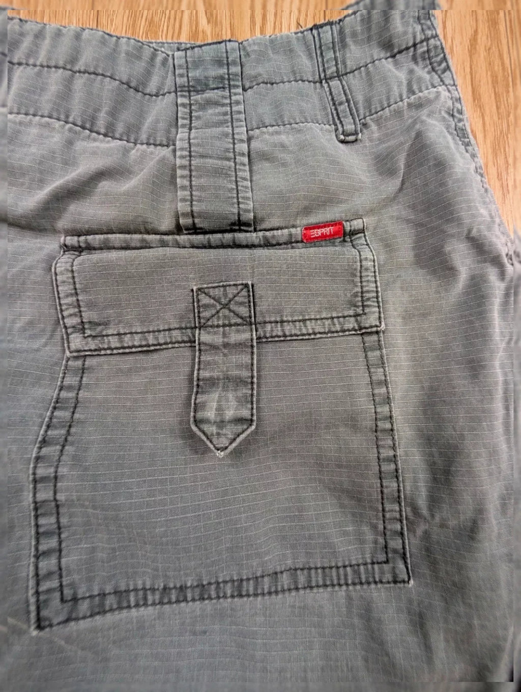 Jupe Esprit cargo kaki doublure brodée Y2K satin T38