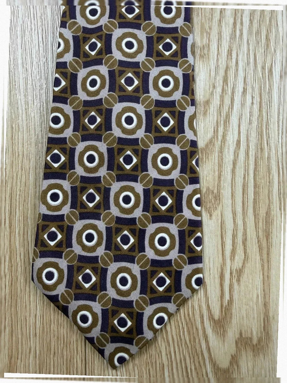 Cravate Nina Ricci soie motifs géométriques vintage années 90