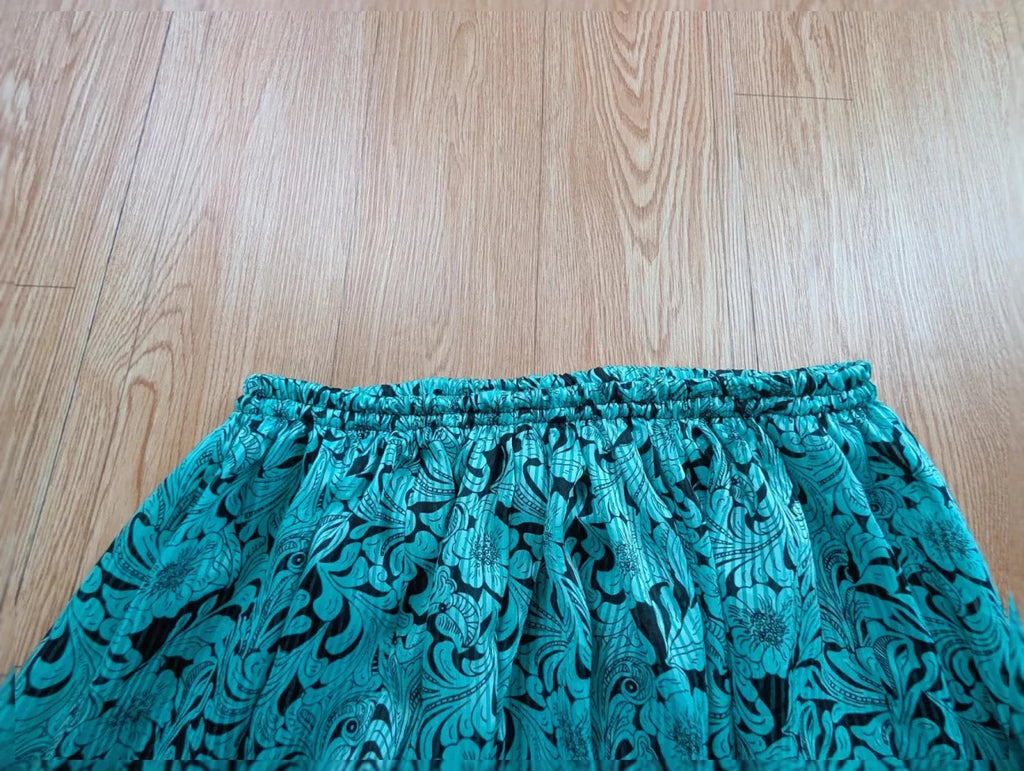 Jupe longue turquoise motif arabesque années 90 taille M