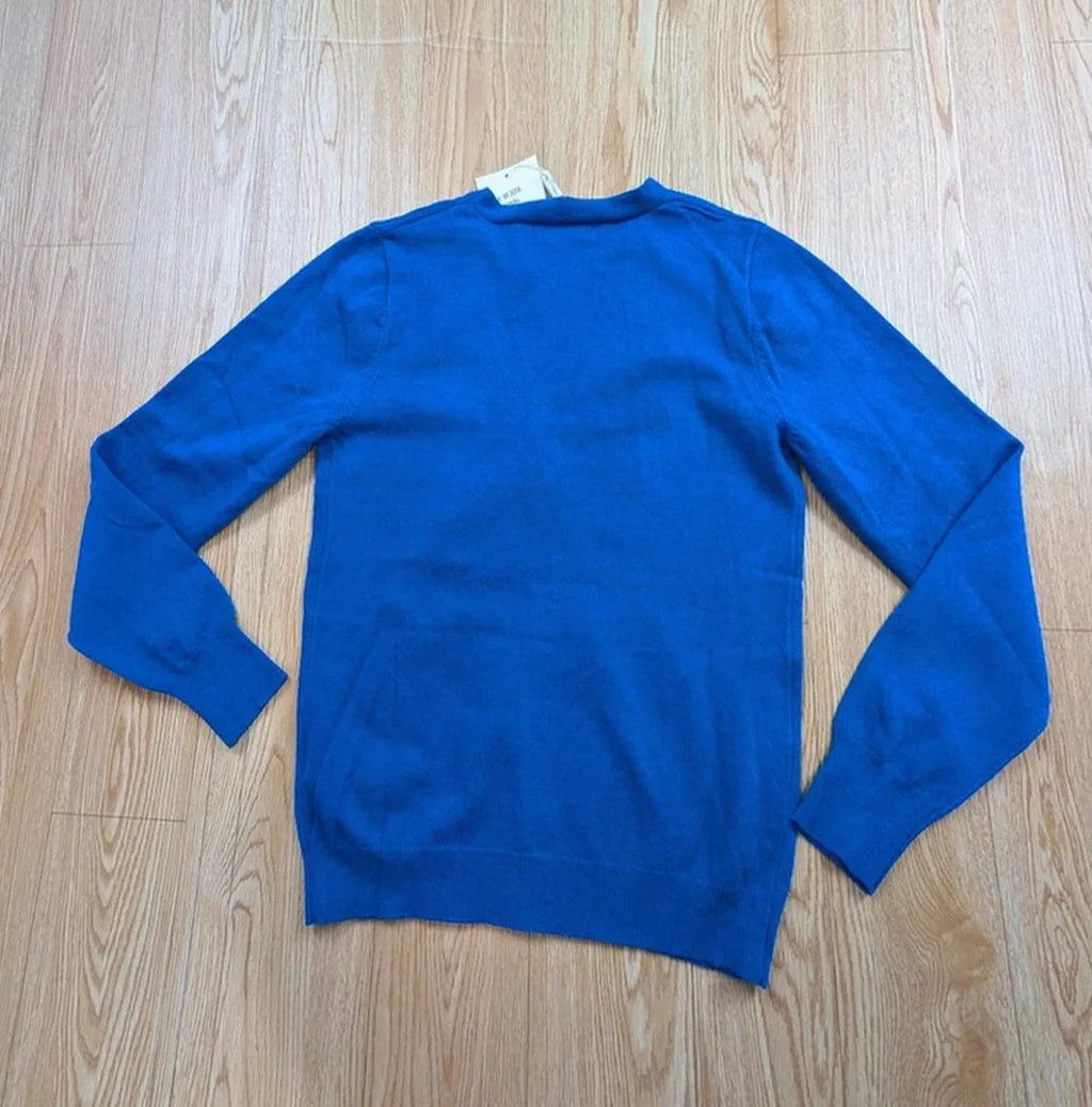 Cardigan William de Faye bleu roi cachemire soie neuf S