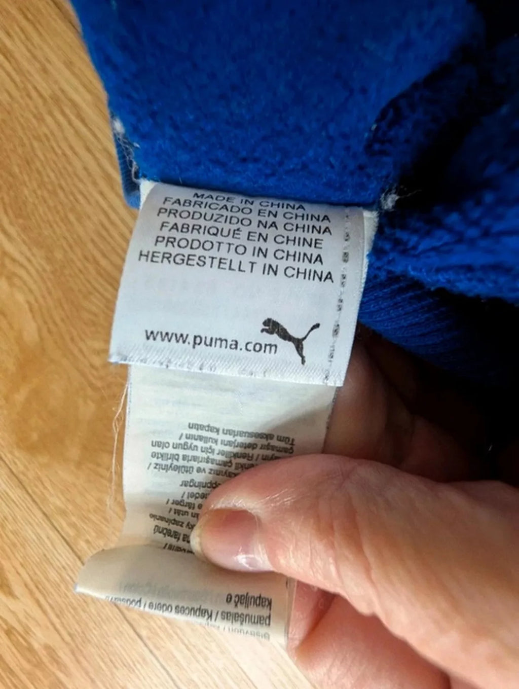 Veste zippée Puma bicolore bleu gris capuche intérieur L