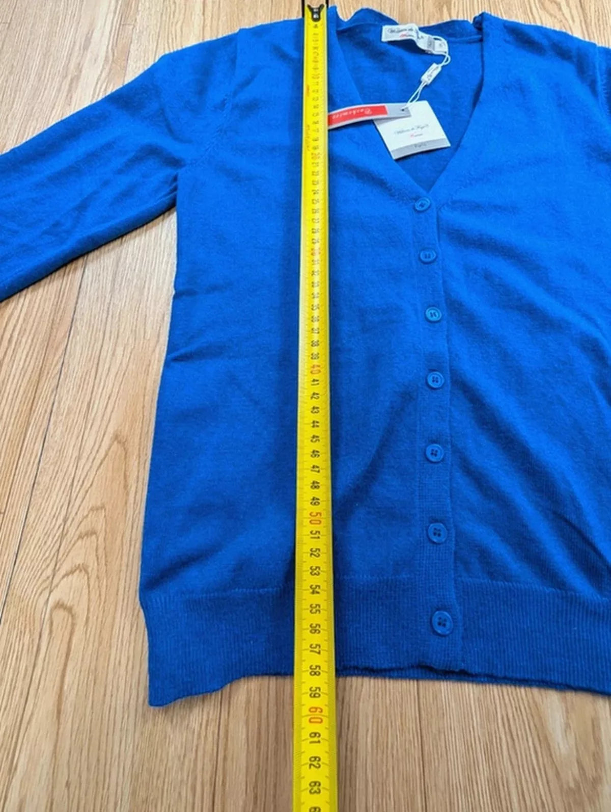 Cardigan William de Faye bleu roi cachemire soie neuf S