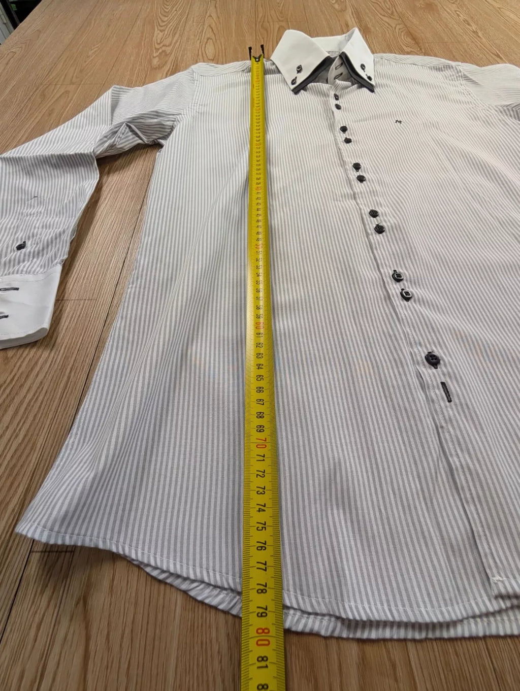 Chemise Adriano Jacometti rayée grise col blanc cintré 43/44