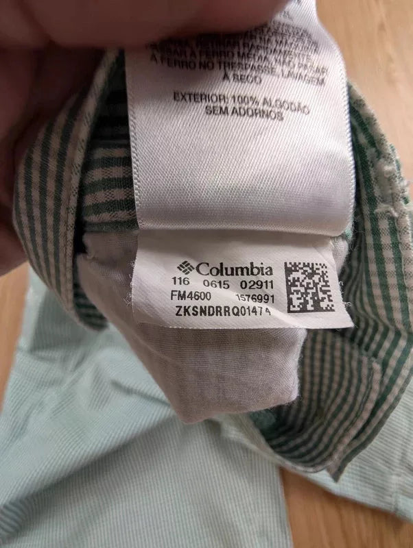 Short Columbia PFG vichy vert seersucker coton 42