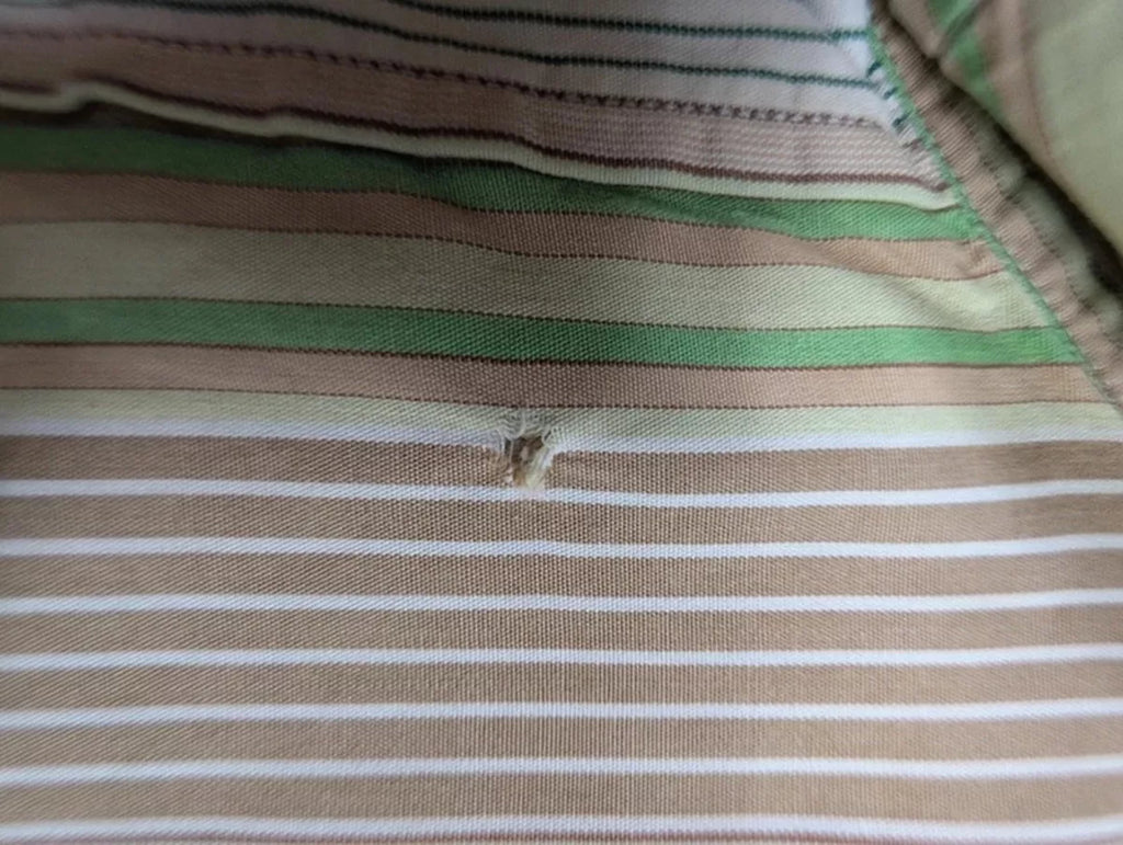 Chemise Lacoste vintage rayée vert beige années 90 XL