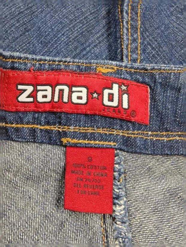 Jupe longue Zana Di vintage denim brodé ceinture lacée M