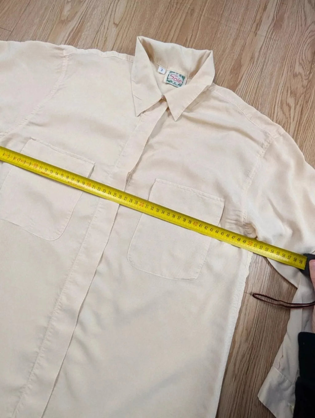 Chemise La Soie vintage 70s crème double poche M