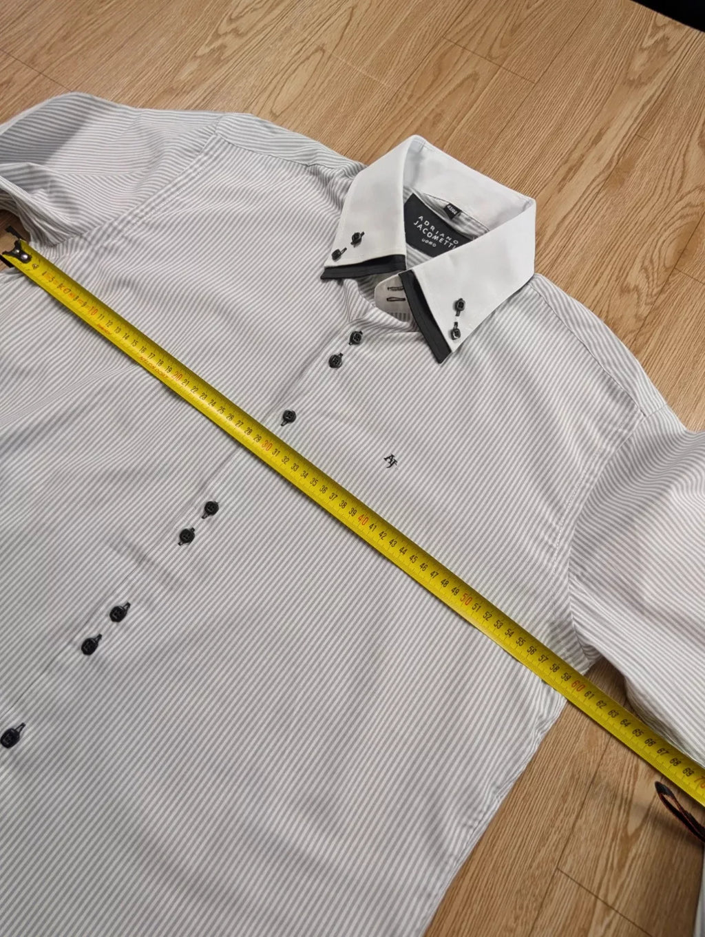 Chemise Adriano Jacometti rayée grise col blanc cintré 43/44