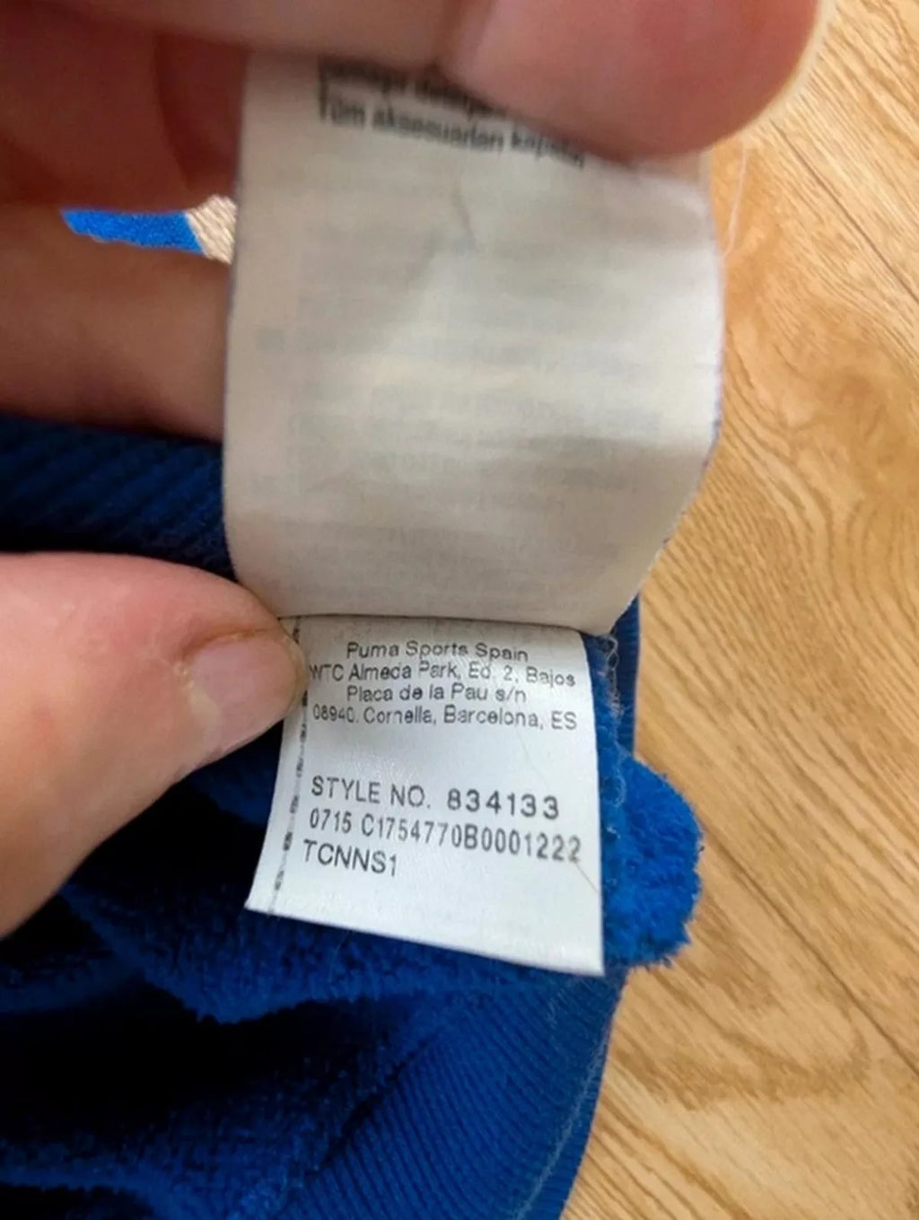 Veste zippée Puma bicolore bleu gris capuche intérieur L